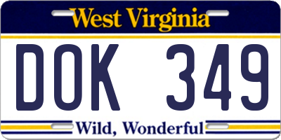 WV license plate DOK349