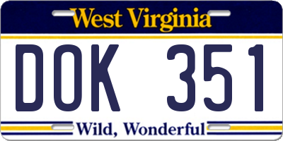 WV license plate DOK351