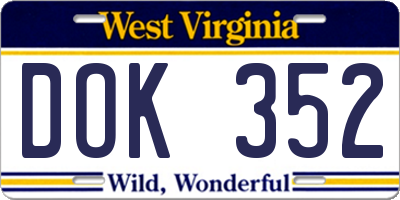 WV license plate DOK352