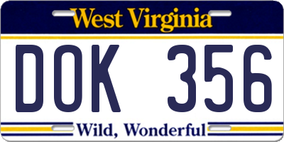 WV license plate DOK356