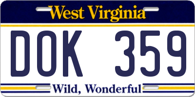 WV license plate DOK359