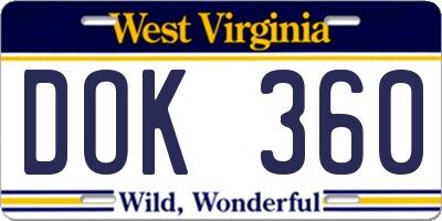 WV license plate DOK360