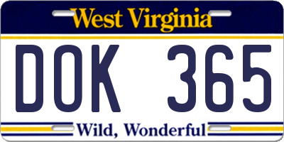 WV license plate DOK365
