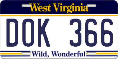 WV license plate DOK366