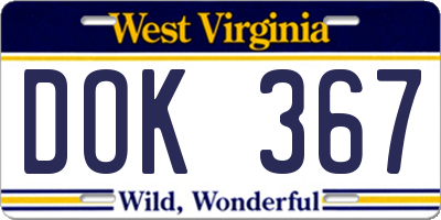 WV license plate DOK367