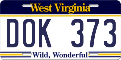 WV license plate DOK373