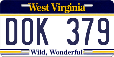 WV license plate DOK379