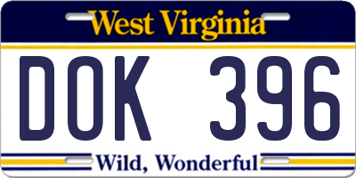 WV license plate DOK396