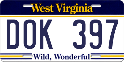 WV license plate DOK397
