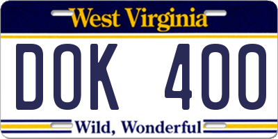 WV license plate DOK400