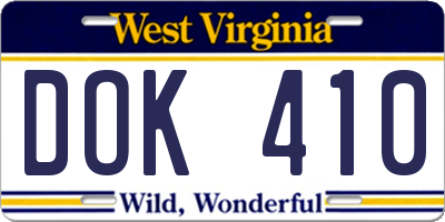 WV license plate DOK410