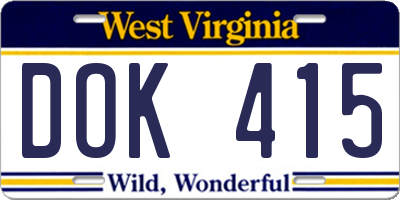 WV license plate DOK415