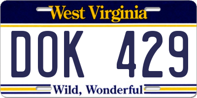 WV license plate DOK429