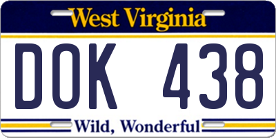 WV license plate DOK438