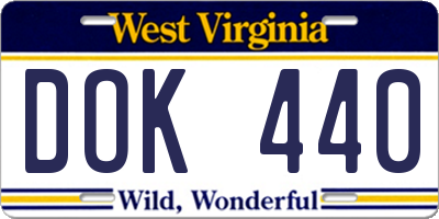 WV license plate DOK440