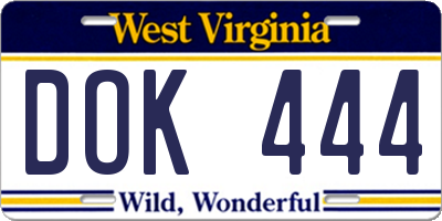 WV license plate DOK444