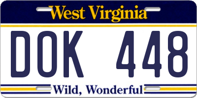 WV license plate DOK448