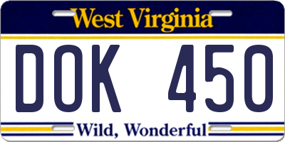 WV license plate DOK450