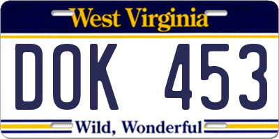 WV license plate DOK453