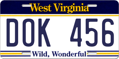 WV license plate DOK456