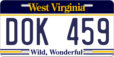 WV license plate DOK459