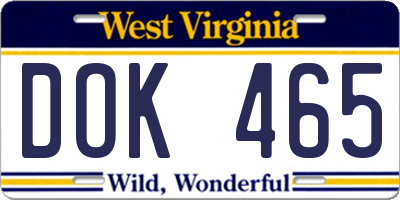 WV license plate DOK465
