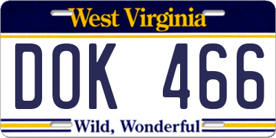 WV license plate DOK466