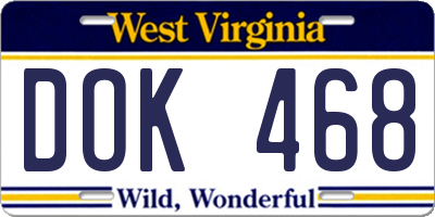 WV license plate DOK468