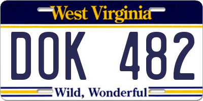 WV license plate DOK482