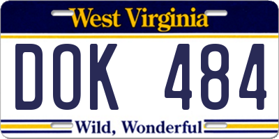 WV license plate DOK484