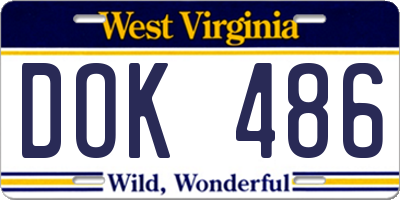 WV license plate DOK486