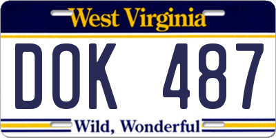 WV license plate DOK487