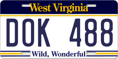 WV license plate DOK488