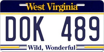 WV license plate DOK489