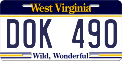 WV license plate DOK490