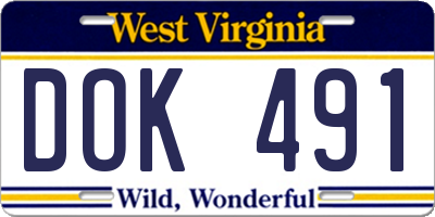 WV license plate DOK491