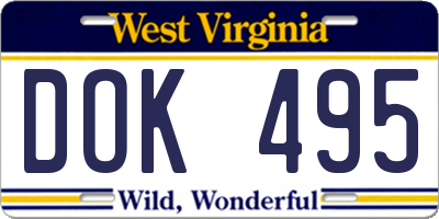 WV license plate DOK495