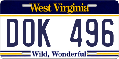 WV license plate DOK496