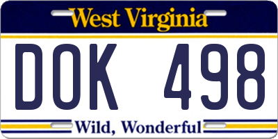WV license plate DOK498