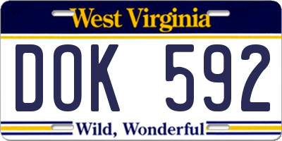 WV license plate DOK592