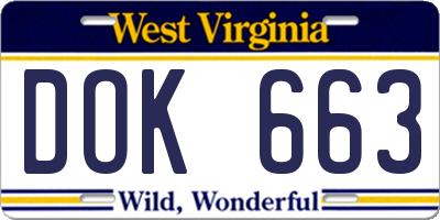WV license plate DOK663