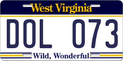 WV license plate DOL073