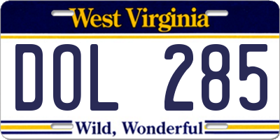 WV license plate DOL285