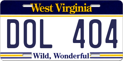 WV license plate DOL404