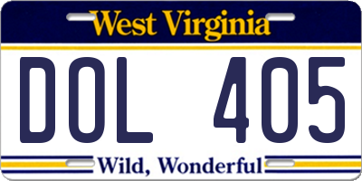 WV license plate DOL405