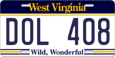 WV license plate DOL408