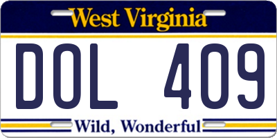 WV license plate DOL409