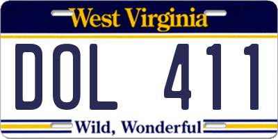 WV license plate DOL411