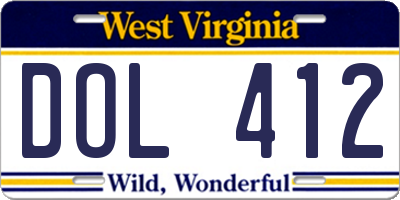 WV license plate DOL412