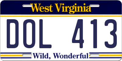 WV license plate DOL413